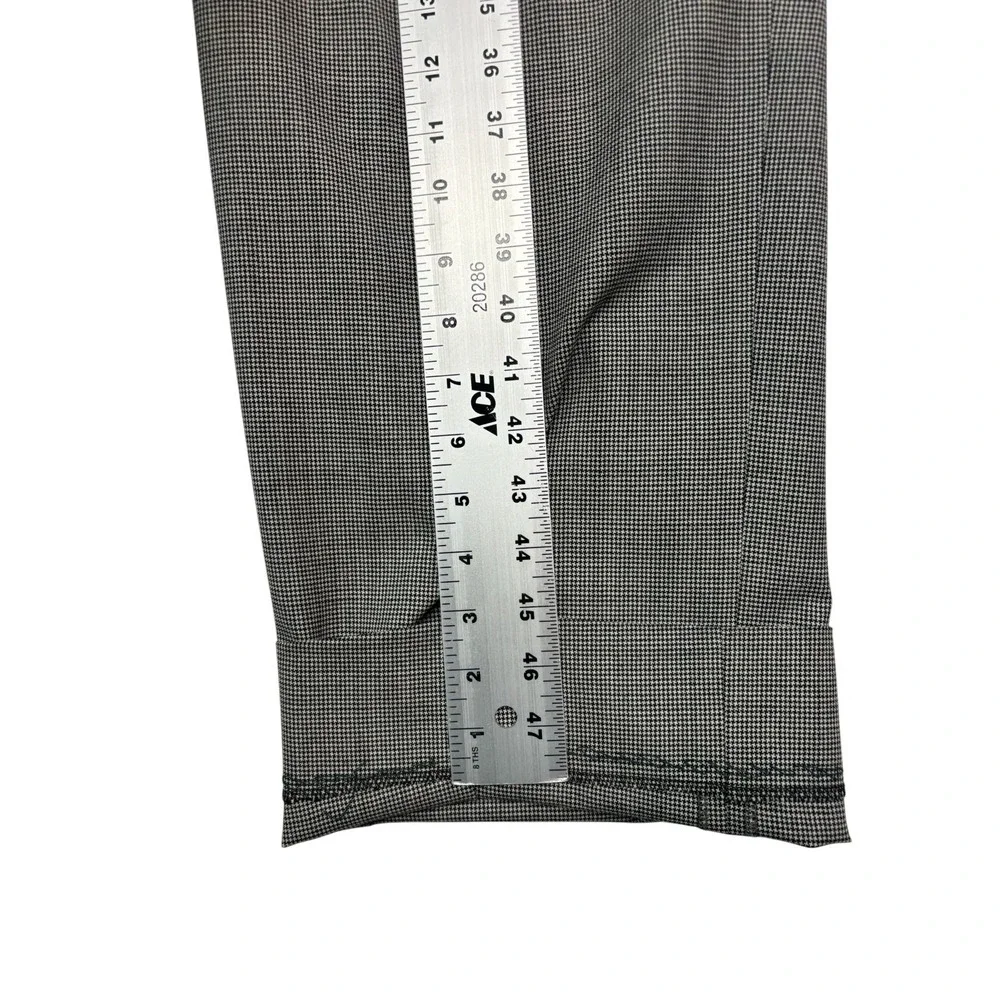 vtg 90s Double Breasted 42R 34x29 Black White Micro Houndstooth 2pc Pant Suit